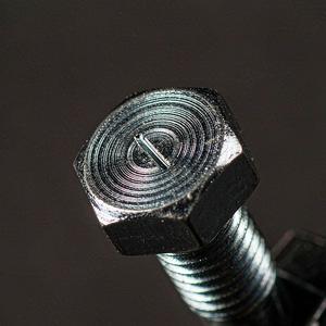 Extreme macro of a hex bolt with crisp threads