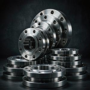 Stack of forged flanges with machined bright faces