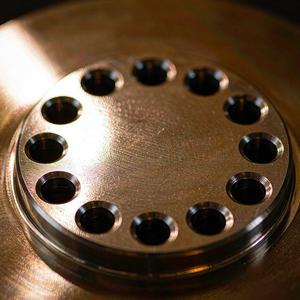 Close-up of a flange raised face and bolt hole ring