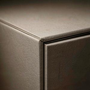 Close-up of rigid box edge with magnetic closure