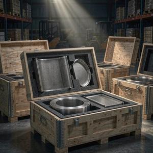 Custom mesh products packed in wooden export crates