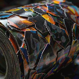 Macro of die-cut kiss-cut label roll edges