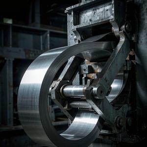 Steel strip feeding into a precision stamping press