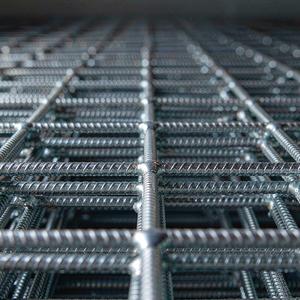 Macro close-up of uniform welds on galvanized wire mesh