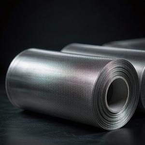 Rolls of fine stainless steel woven mesh with raking light
